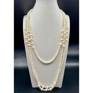 Art Deco Opera Length Freshwater Pearl Necklace Large Baroque Pearl Stations